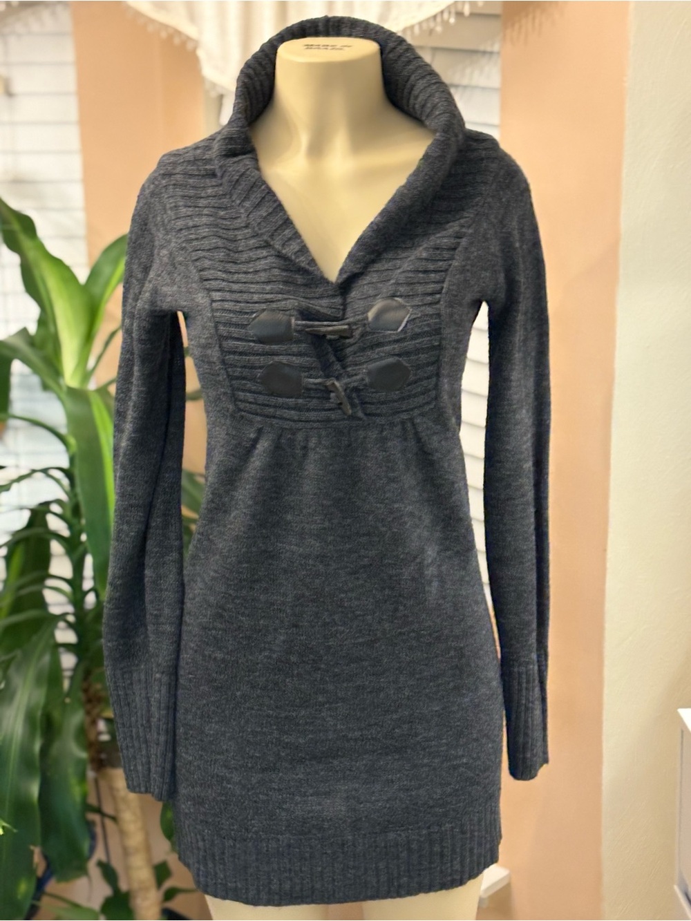 Dark Charcoal Knit tunic Sweater
